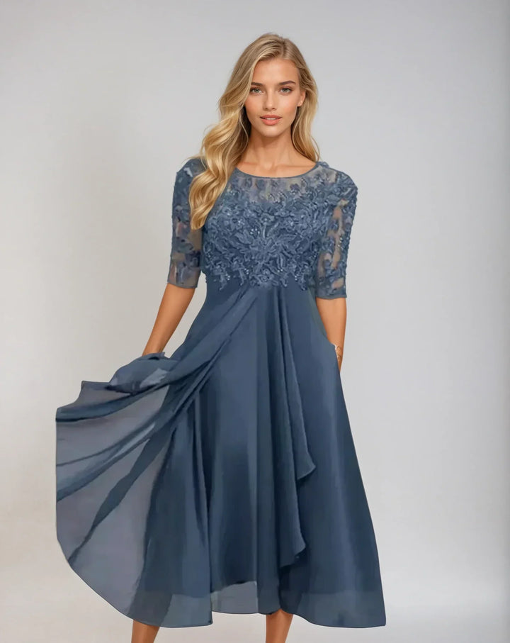 Megan | Rochie Elegantă Midi cu Dantelă