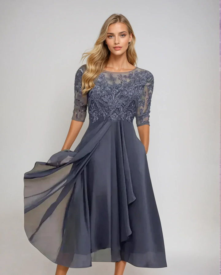 Megan | Rochie Elegantă Midi cu Dantelă