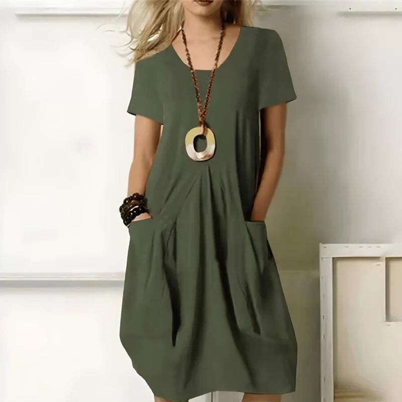Milene | Rochie Relaxată cu Buzunare