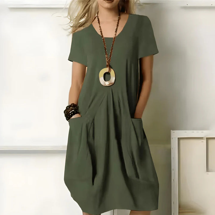 Milene | Rochie Relaxată cu Buzunare