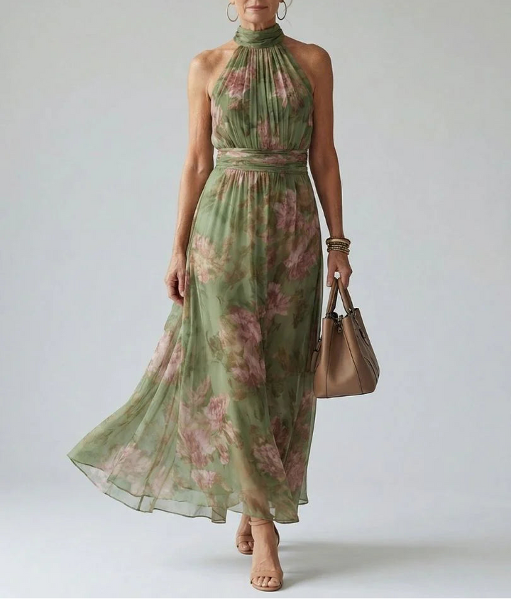Mirelle – rochie maxi elegantă cu imprimeu floral delicat