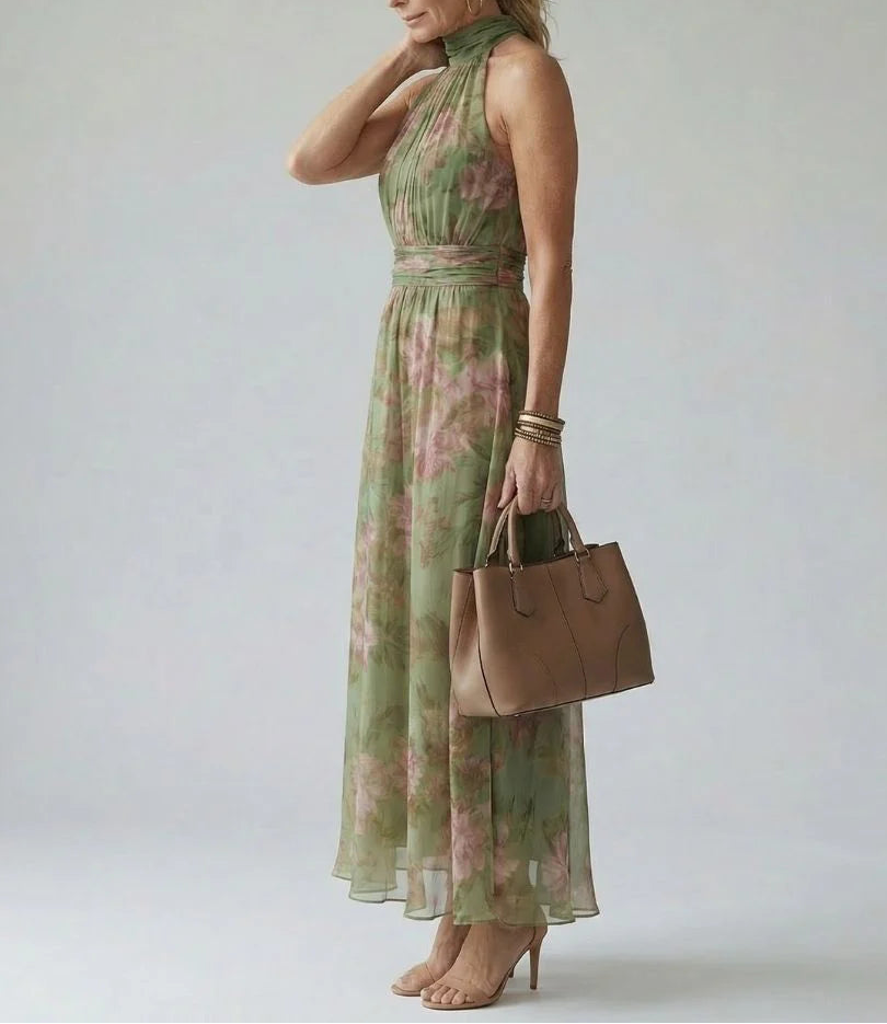 Mirelle – rochie maxi elegantă cu imprimeu floral delicat
