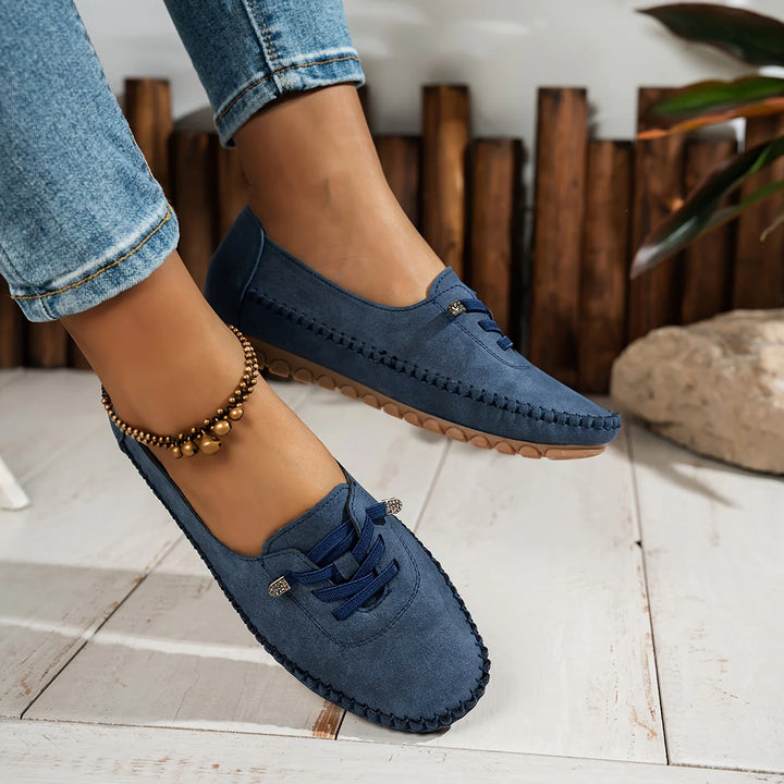 Orthelia | Mocasini Confort din Piele Întoarsă cu Șiret Decorativ