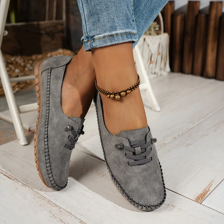 Orthelia | Mocasini Confort din Piele Întoarsă cu Șiret Decorativ