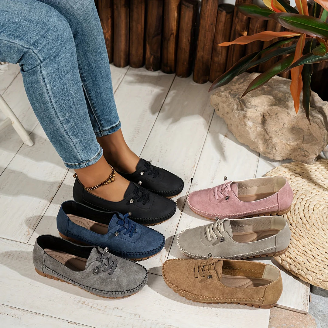 Orthelia | Mocasini Confort din Piele Întoarsă cu Șiret Decorativ