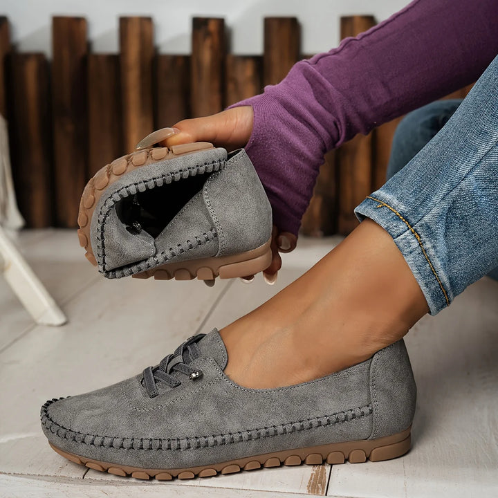 Orthelia | Mocasini Confort din Piele Întoarsă cu Șiret Decorativ