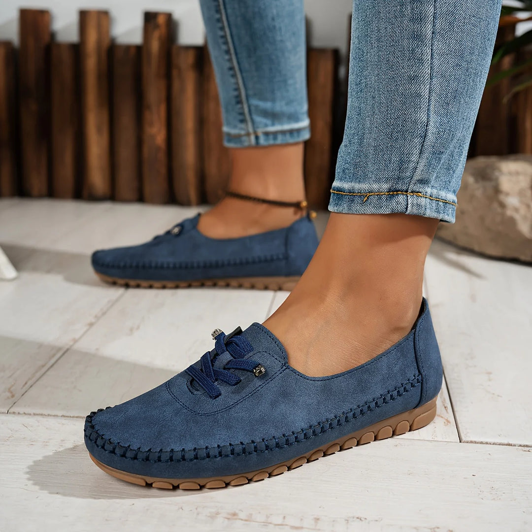 Orthelia | Mocasini Confort din Piele Întoarsă cu Șiret Decorativ