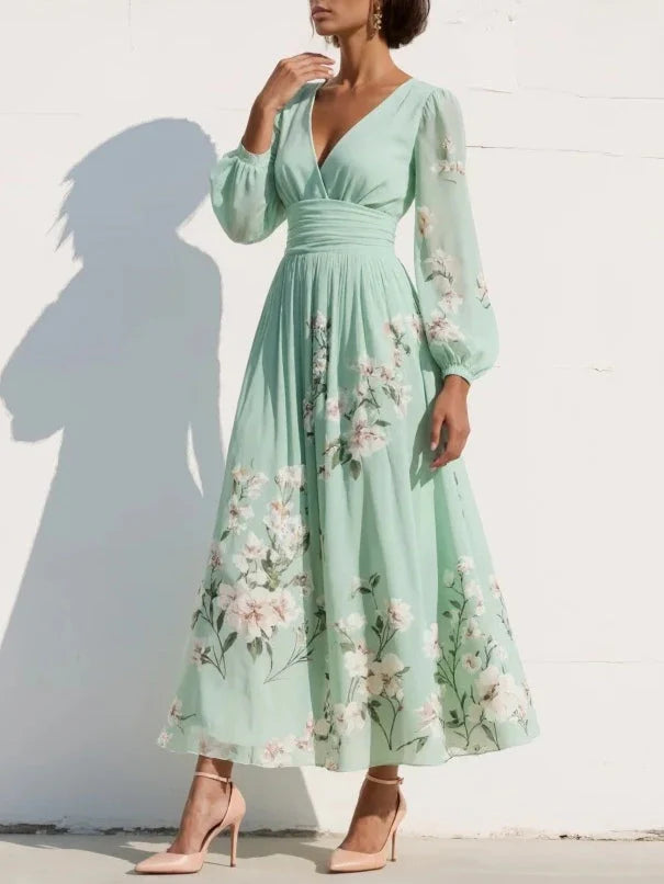Prescela | Rochie maxi elegantă cu imprimeu floral