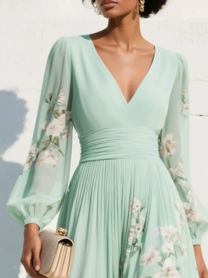 Prescela | Rochie maxi elegantă cu imprimeu floral