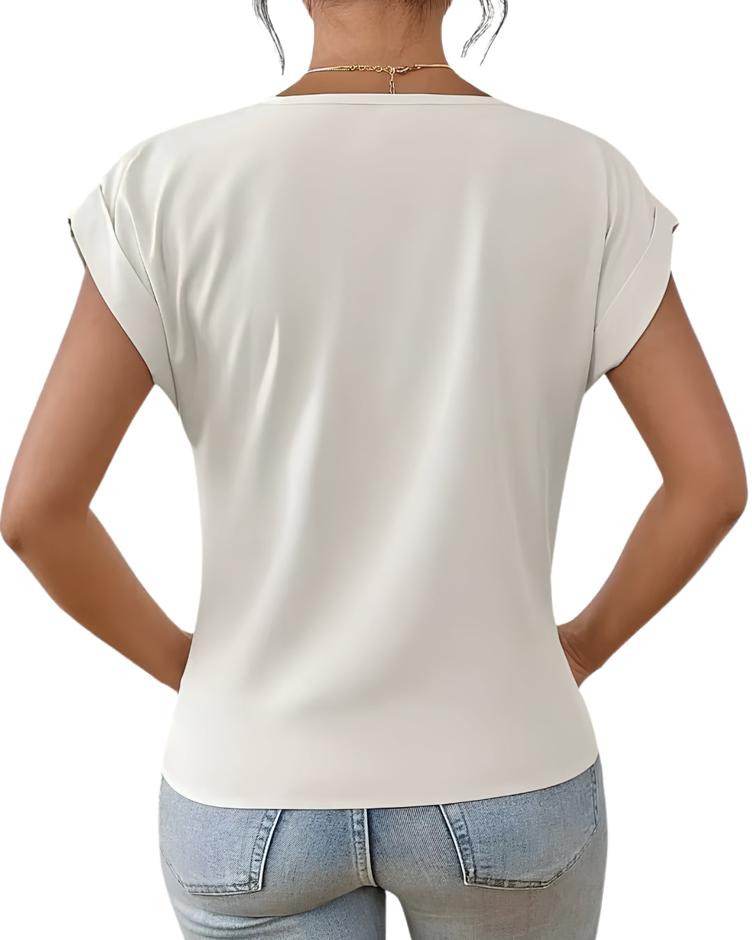 Top Elegant cu Decolteu în V și Drapaj Modern