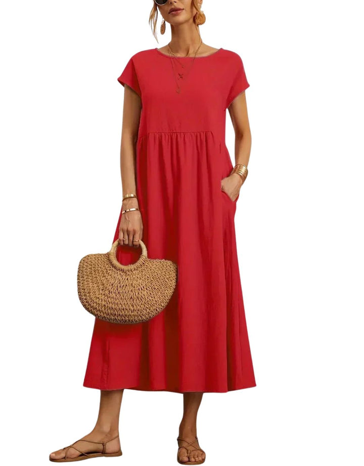 Rochie Maxi Lejeră cu Buzunare și Design Fluid