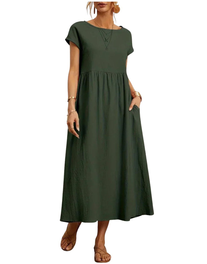 Rochie Maxi Lejeră cu Buzunare și Design Fluid