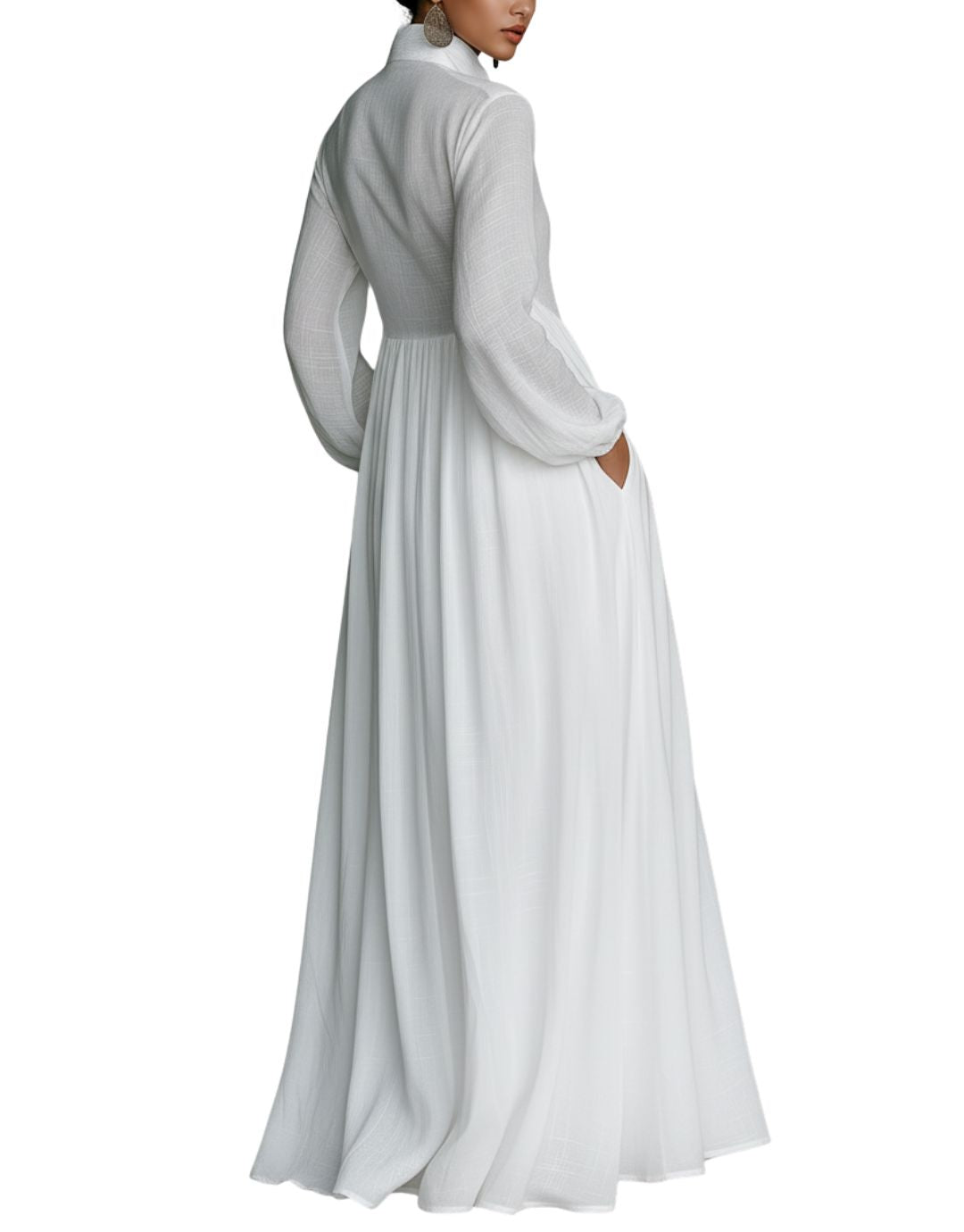 Rochie Maxi din In cu Croială Lejeră și Stil Natural