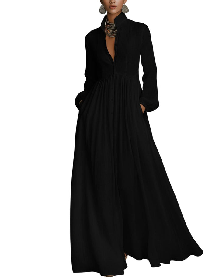 Rochie Maxi din In cu Croială Lejeră și Stil Natural