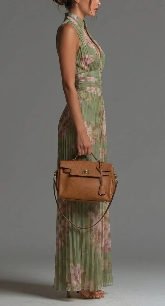Vivienne | Salopetă elegantă plisată cu imprimeu floral