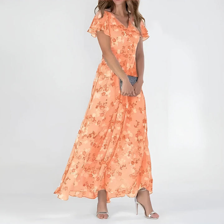Audrey | Rochie Maxi Romantică cu Imprimeu Floral