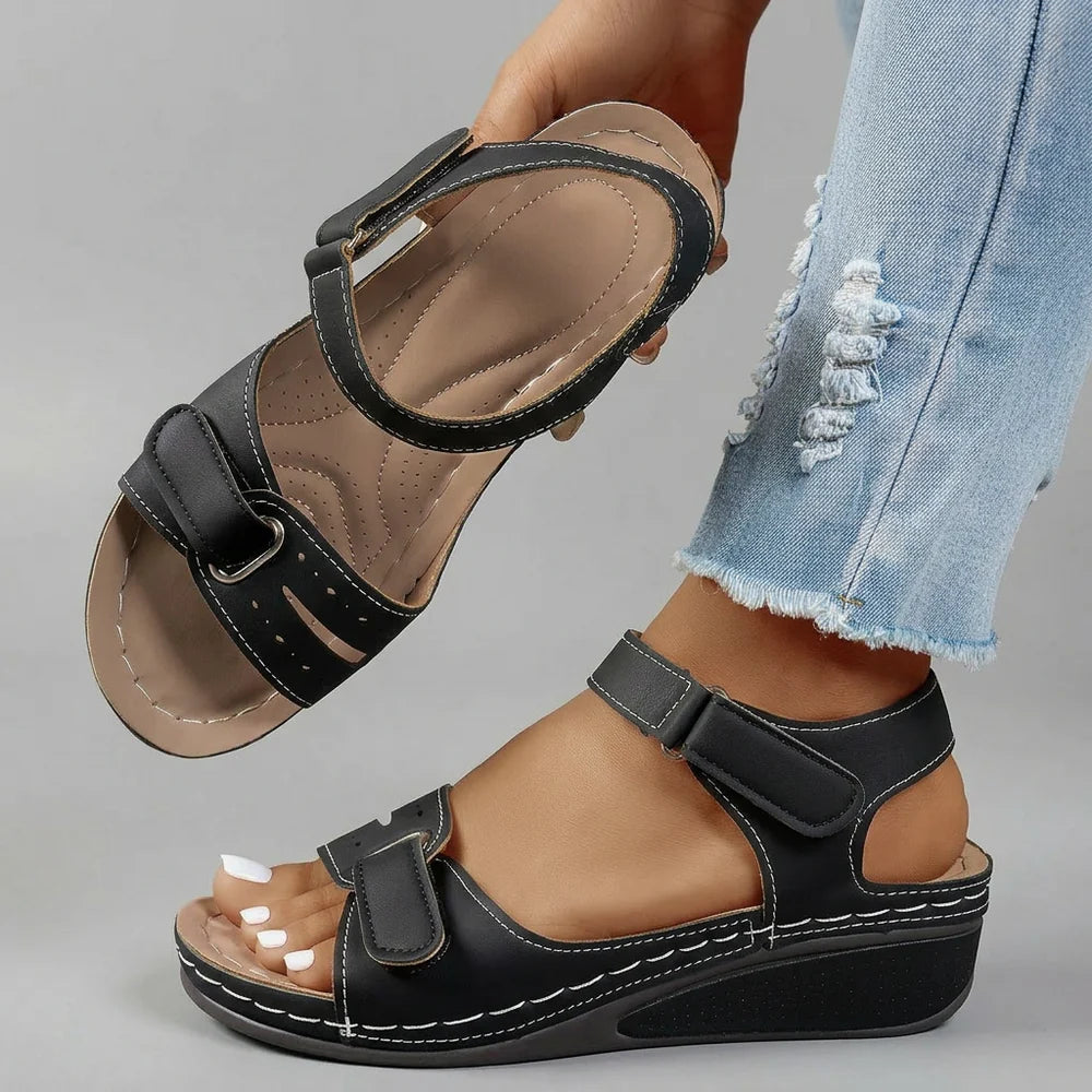 Celia | Sandale Confortabile cu Talpă Tip Platformă și Barete Velcro