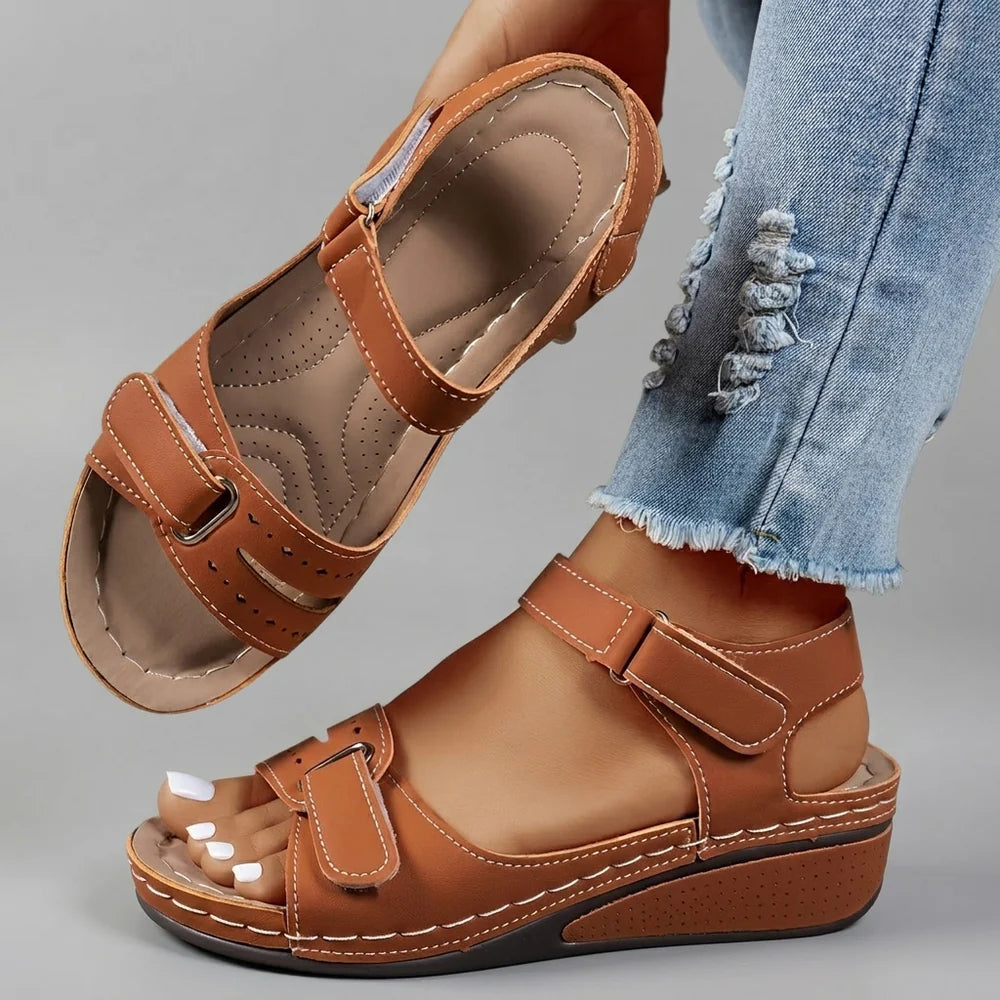 Celia | Sandale Confortabile cu Talpă Tip Platformă și Barete Velcro