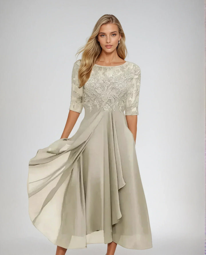 Megan | Rochie Elegantă Midi cu Dantelă