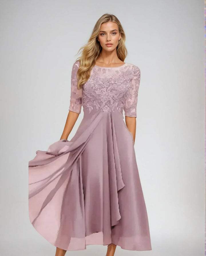 Megan | Rochie Elegantă Midi cu Dantelă